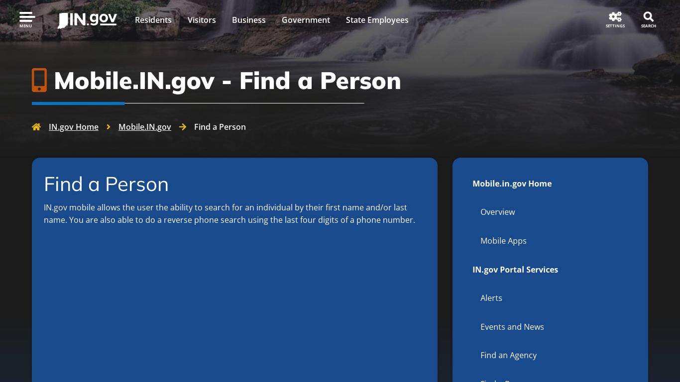 IN.gov | Mobile.IN.gov | Find a Person - Indiana